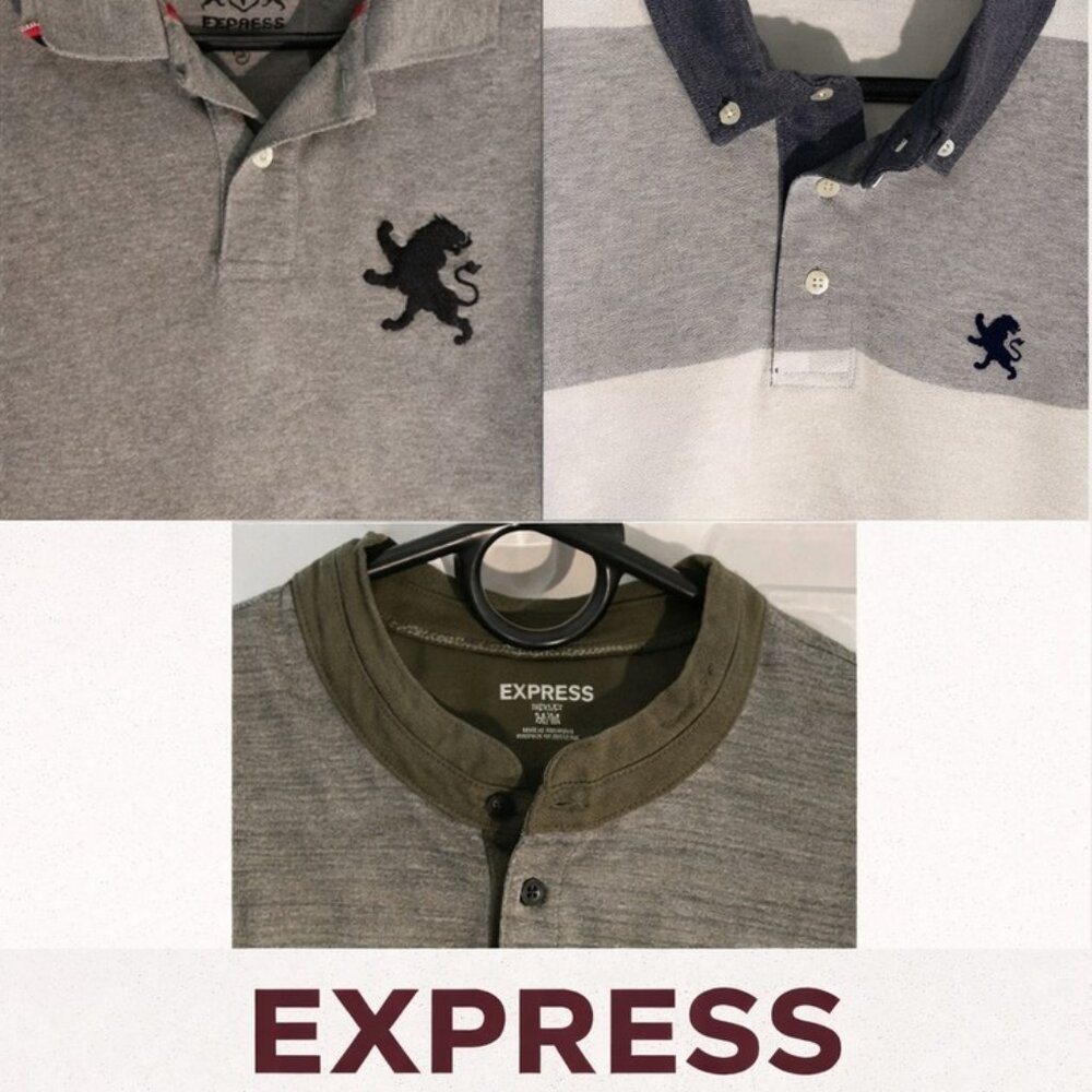 Express Men’s Polo Shirt Bundle – Size Medium (3 Shirts)